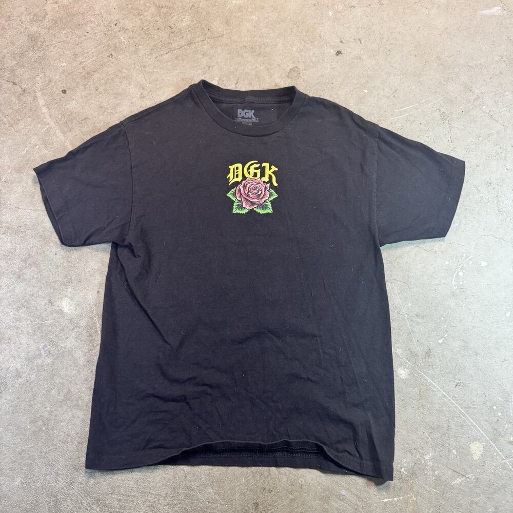DGK / Rose Virgin Mary Y2K Men's Graphic T-Shirt Black Jersey Crew Neck Size M